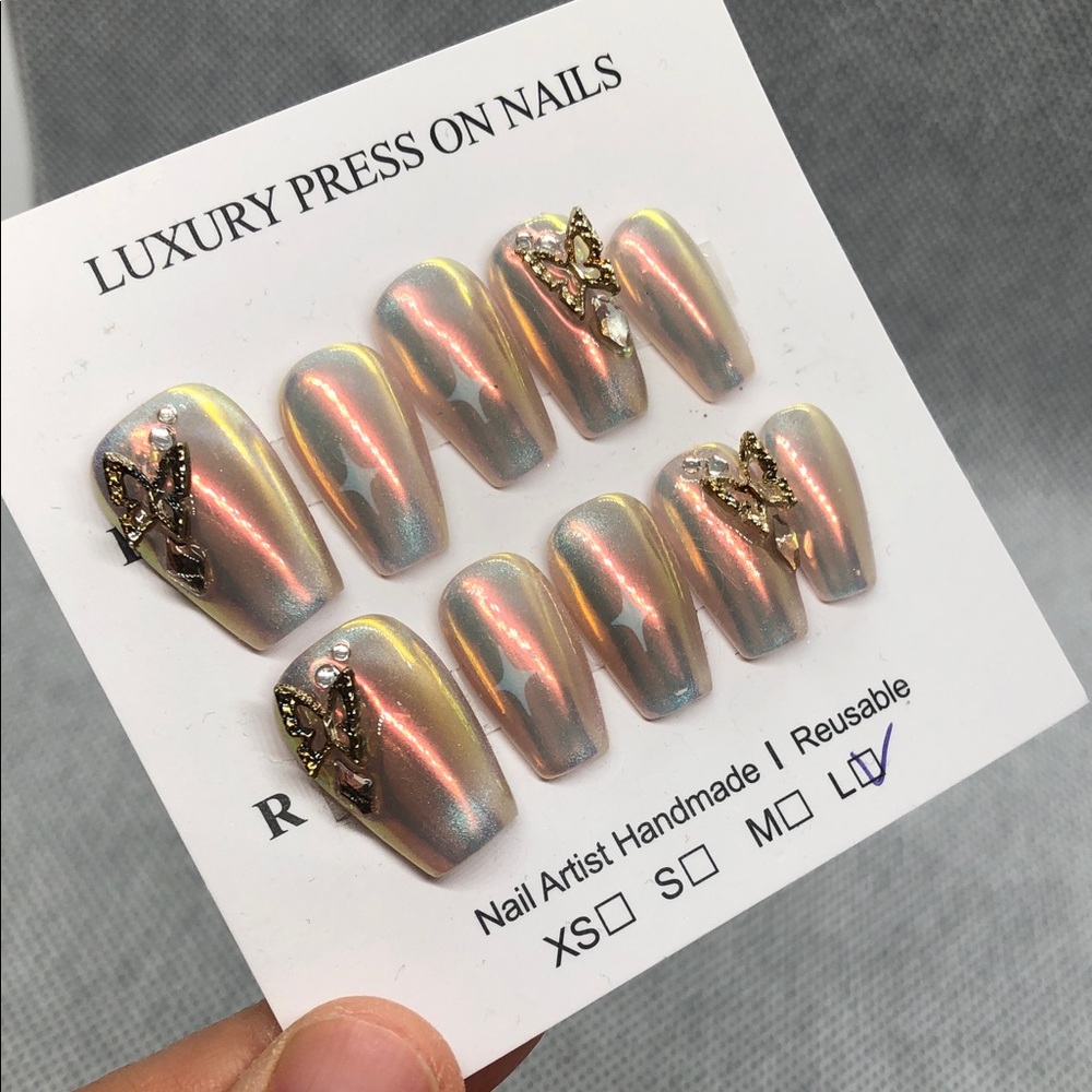 Size L custom made press on nails